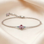 Ornament Spring Link Chain Bracelet in 925 Sterling Silver with Zircons