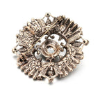 Gray Crystal Flower Brooch & Necklace – Elegant Two-in-One Floral Jewelry