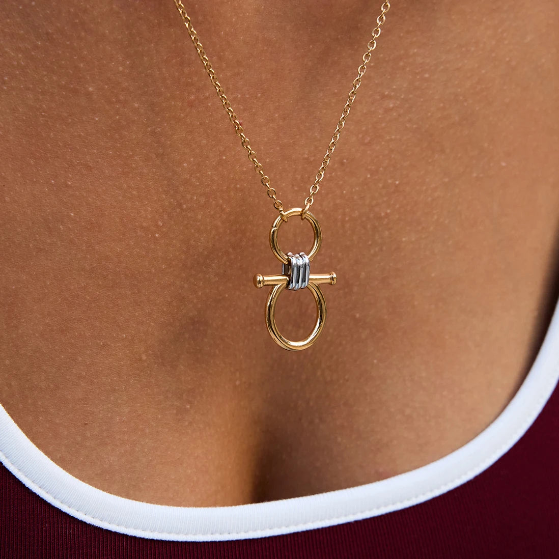 Two-Tone Link Chain Jewelry Set – Bold Modern Necklace, Bracelet & Earrings