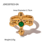 Youthway Fashionable Stainless Steel Natural Stone Cross Dangle Earrings 2023 Anti-allergy Gold Color Daily Jewelry Women