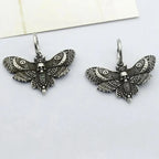 Gothic Vintage Moth Skull Head Zink Alloy Hoop Earrings