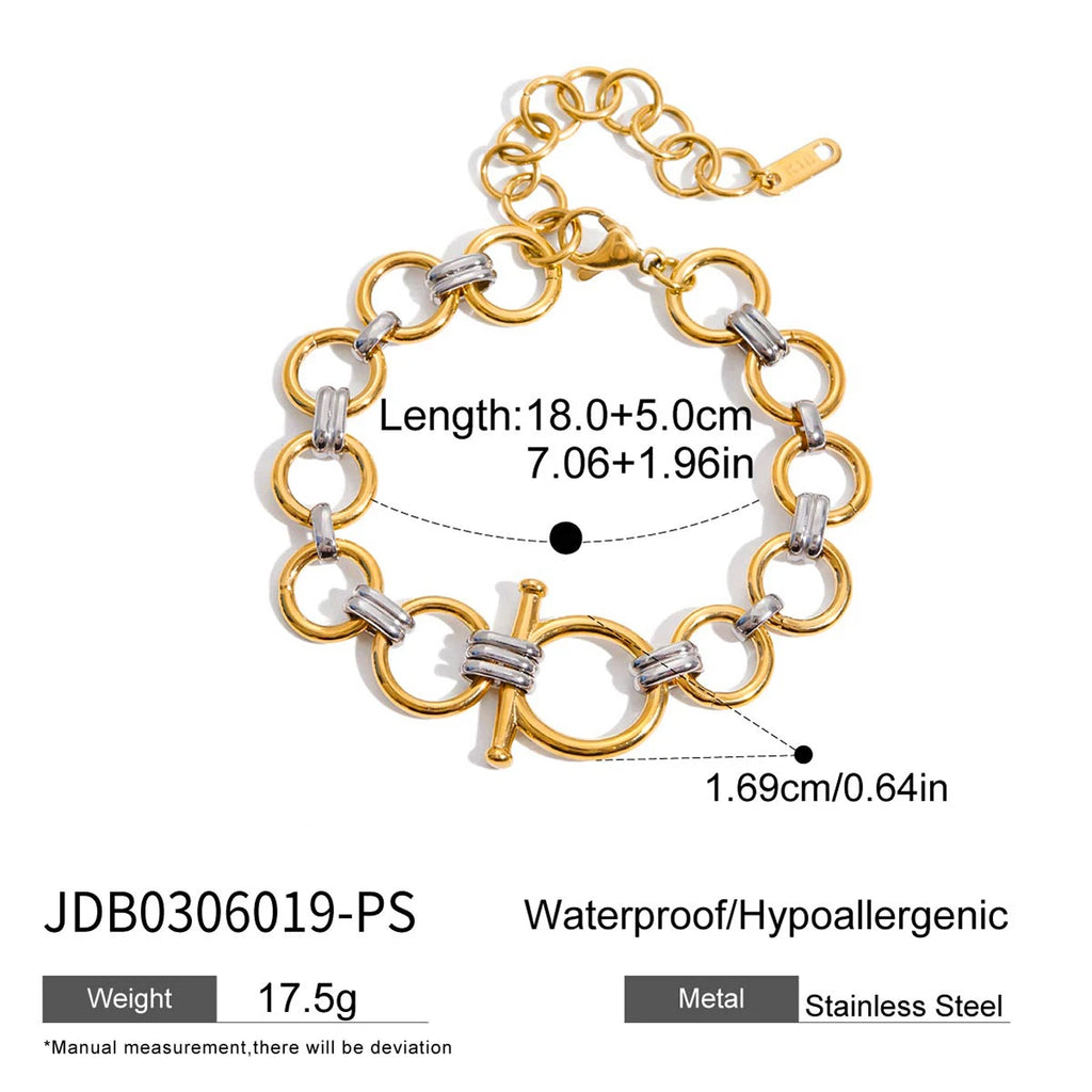 Two-Tone Link Chain Jewelry Set – Bold Modern Necklace, Bracelet & Earrings