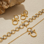 Two-Tone Link Chain Jewelry Set – Bold Modern Necklace, Bracelet & Earrings