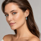 Lucky Blue Star Ear Stud Earrings in 925 Sterling Silver with Zircon Stones