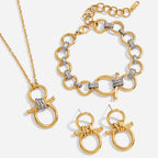 Two-Tone Link Chain Jewelry Set – Bold Modern Necklace, Bracelet & Earrings