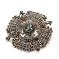 Gray Crystal Flower Brooch & Necklace – Elegant Two-in-One Floral Jewelry