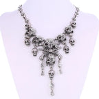 Pirate Goth Multi Skeleton Skull Rhinestone Choker Zinc Alloy Necklace