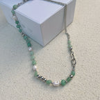 Natural Blue Crystal Freshwater Pearl Alloy Necklace