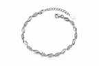 Chain Bracelet in 925 Sterling Silver with Clear or Purple Cubic Zirconia