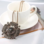 Gray Crystal Flower Brooch & Necklace – Elegant Two-in-One Floral Jewelry