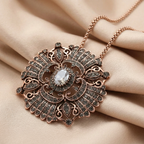 Gray Crystal Flower Brooch & Necklace – Elegant Two-in-One Floral Jewelry