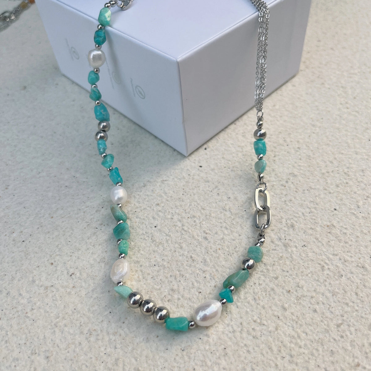 Natural Blue Crystal Freshwater Pearl Alloy Necklace