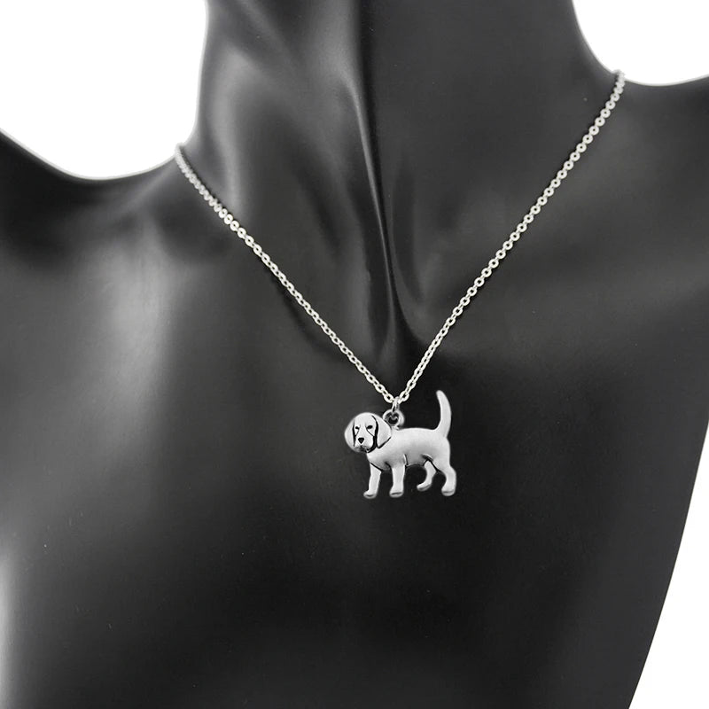 Stainless Steel Beagle Dog Pendant Necklace