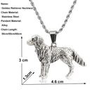 Vintage Style Golden Retriever Dog Pendant Necklace Antique Silver Plated