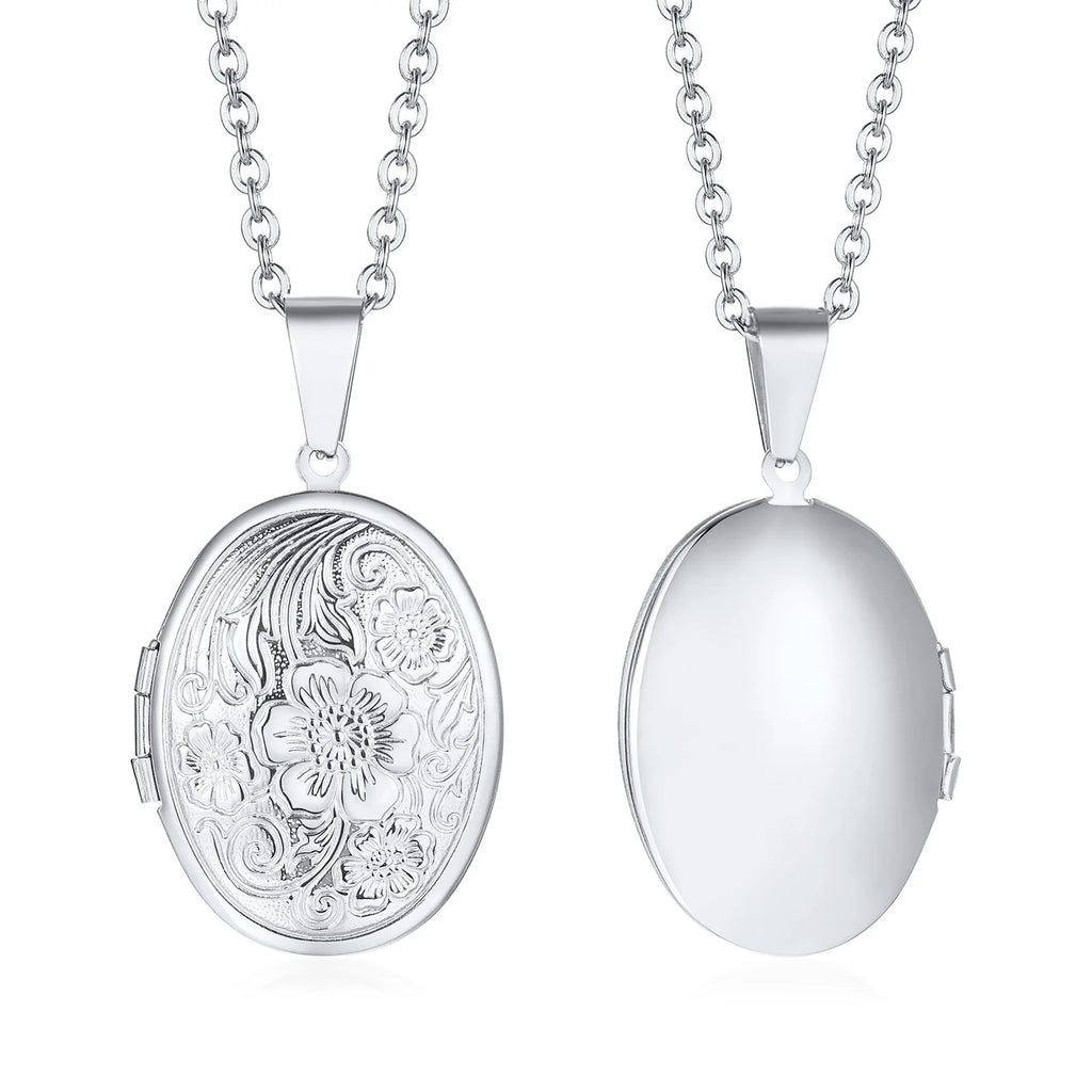 Gold-Plated Stainless Steel Locket Necklace – Timeless Oval or Heart Pendant