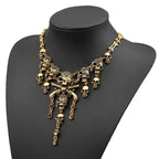Pirate Goth Multi Skeleton Skull Rhinestone Choker Zinc Alloy Necklace