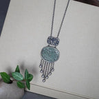 Vintage Inspired Silver Plated Zinc Alloy Necklace with Chalcedony Stone