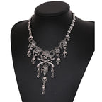 Pirate Goth Multi Skeleton Skull Rhinestone Choker Zinc Alloy Necklace