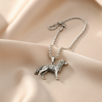 Vintage Style Golden Retriever Dog Pendant Necklace Antique Silver Plated