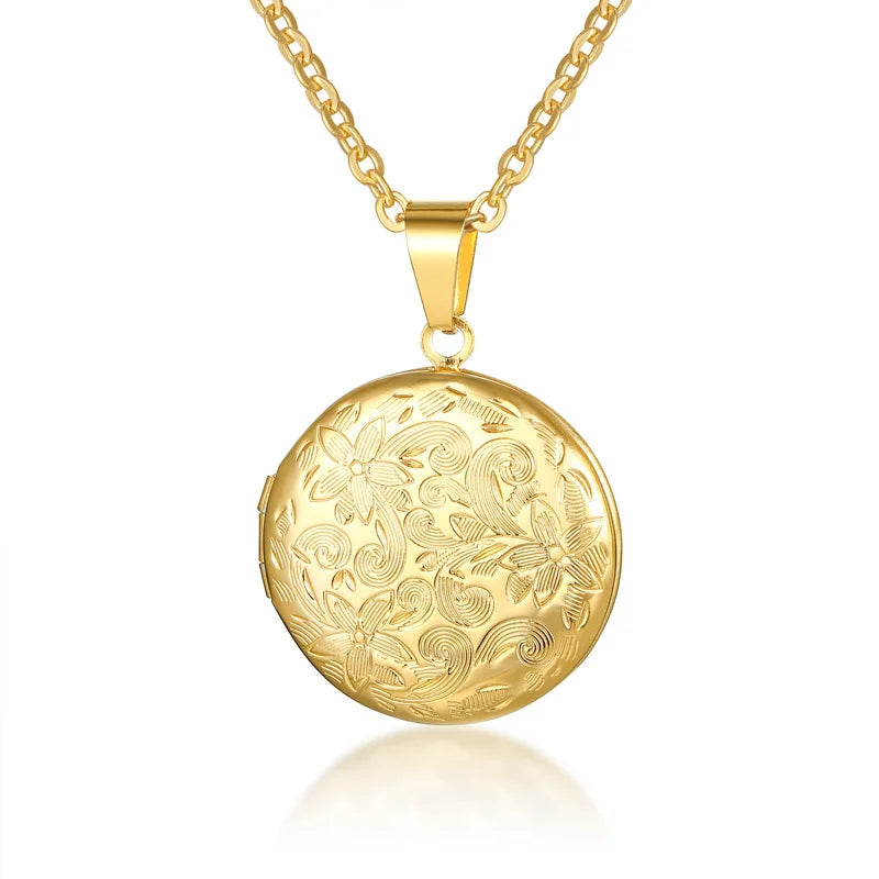 Gold-Plated Stainless Steel Locket Necklace – Timeless Oval or Heart Pendant