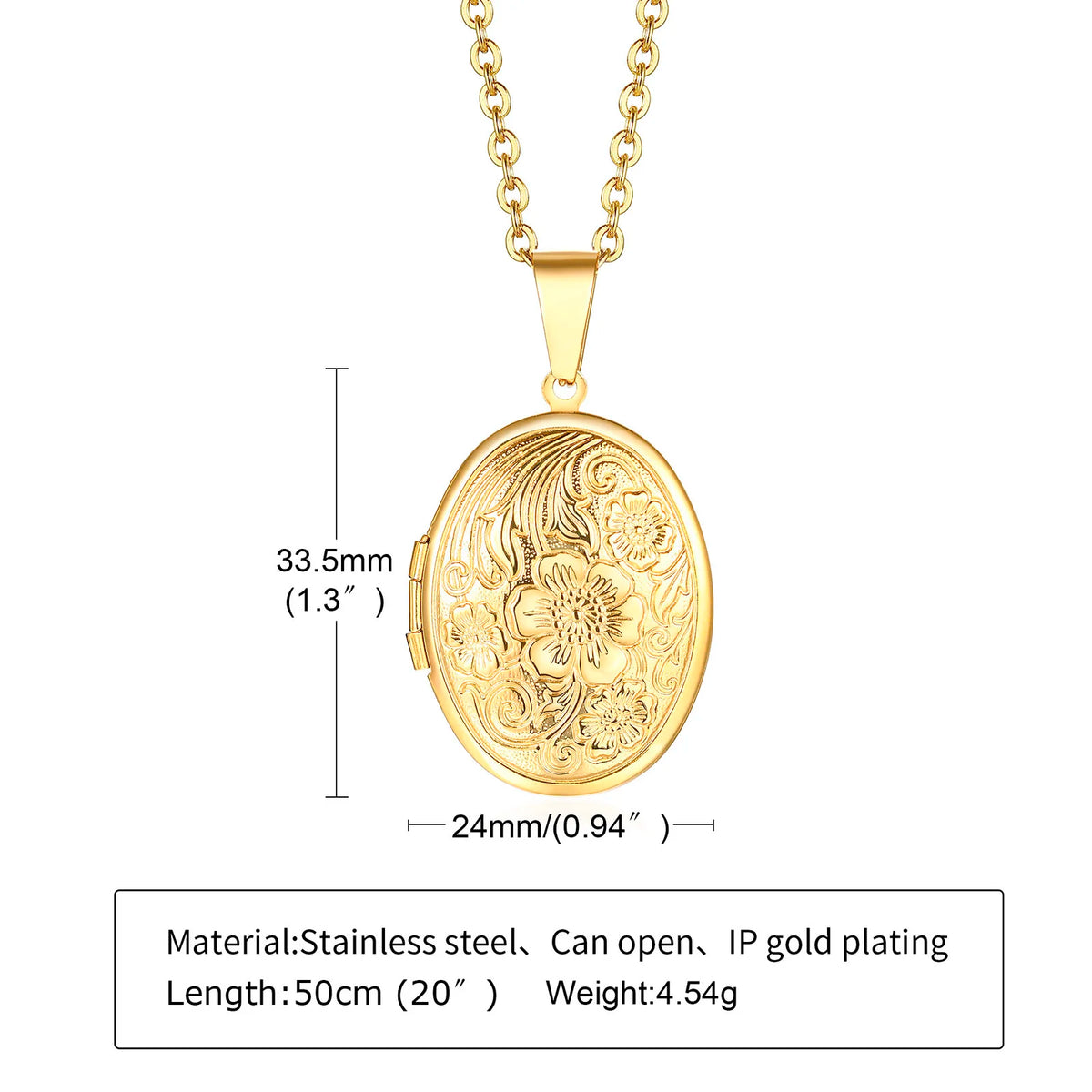 Gold-Plated Stainless Steel Locket Necklace – Timeless Oval or Heart Pendant