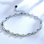 Chain Bracelet in 925 Sterling Silver with Clear or Purple Cubic Zirconia