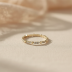 Minimalist Thin Hearts Copper Band Ring with Cubic Zirconia Stones