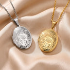 Gold-Plated Stainless Steel Locket Necklace – Timeless Oval or Heart Pendant