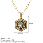 Vintage Coin Chain Link Necklace in Copper & Stainless Steel