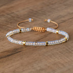 Adjustable Rope Bracelet with Natural Stone Beads - Large Selection
