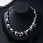 Gothic Style Multiple Skull Connected Choker Zink Alloy Necklace