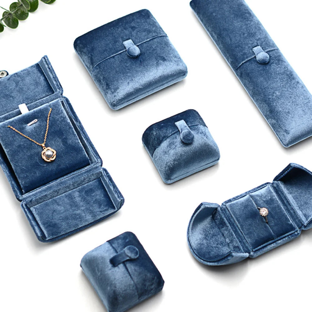 Double-Layer Blue Velvet Jewelry Box – Elegant Jewelry Storage Organizer