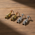 Gothic Dark Bat Pendant Drop Zink Alloy Stud Earrings