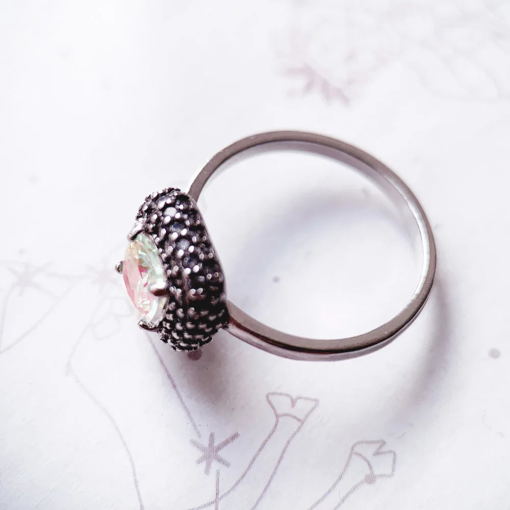 Vintage Inspired Cocktail Ring in 925 Sterling Silver with Zircon Stones
