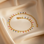 Colorful Bohemia Anklet in Gold-Plated Stainless-Steel