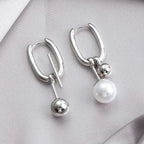 Choice of Asymmetric Zinc Alloy Earrings with Faux Pearls or CZ Stones