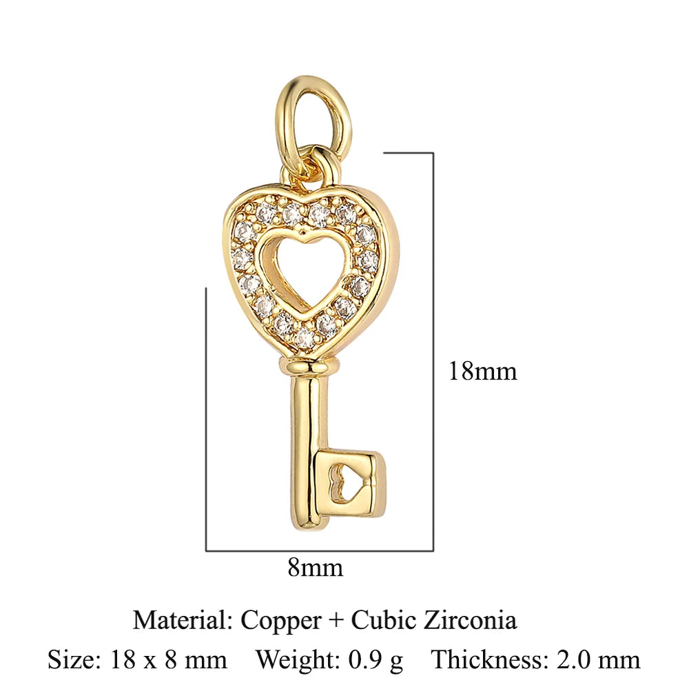 5-Piece Cubic Zirconia Copper Charms for Jewelry Making