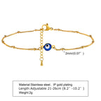Gold-Plated Stainless-Steel Lucky Blue Evil Eye Anklet - Various Styles!!