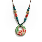 Handmade Ceramic Pendant Beads Necklace Retro