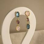 Asymmetric Colorful Resin Stone Alloy Drop Earrings