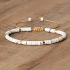 Adjustable Rope Bracelet with Natural Stone Beads - Large Selection