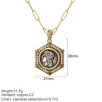 Vintage Coin Chain Link Necklace in Copper & Stainless Steel