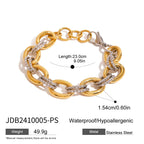 Two-Tone 18k Gold Plated Stainless Steel Necklace & Bracelet - Twisted Bold Modern