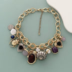 Retro-Inspired Multi-Pendant Choker Necklace & Earrings Set – Gold or Silver