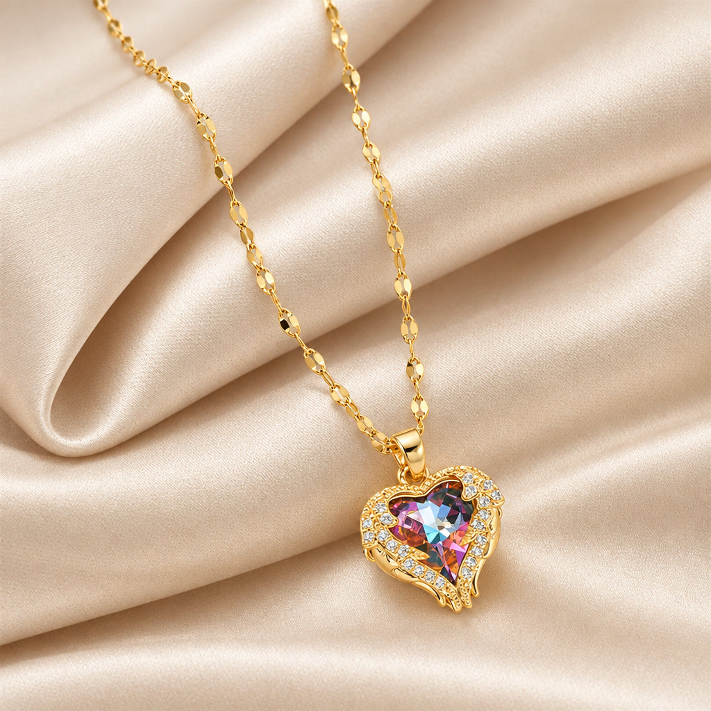 18K Gold Plated Cubic Zirconia Heart Necklace