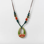 Handmade Ceramic Pendant Beads Necklace Retro