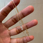 Delicate Cooper Necklace with Three Zircons