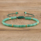 Adjustable Rope Bracelet with Natural Stone Beads - Large Selection