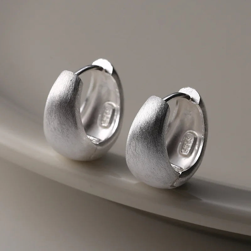Ribbon Brushed Sterling Silver Hoops - Seller Favorite!