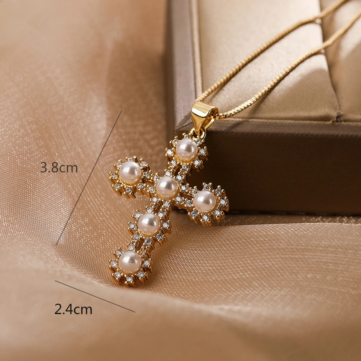 Collection of Bold Gold-Plated Cross Pendant Necklaces